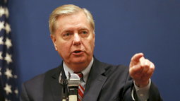 U.S. Senator Lindsey Graham speaks during a news conference in Cairo